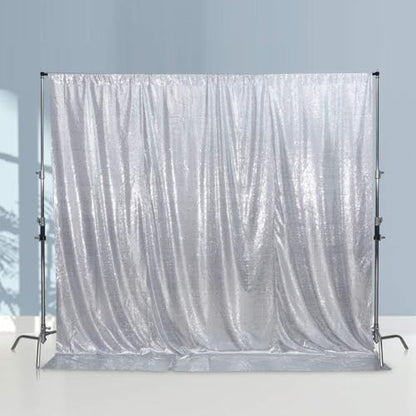 Juya Delight Sequin Backdrop Curtain Non-Transparent Sequin Photography Background Backdrop Curtain for Birthday Party Wedding Festival Ceremony 6FTx8FT Silver - color: Silvery, size: 6ft x 8ft