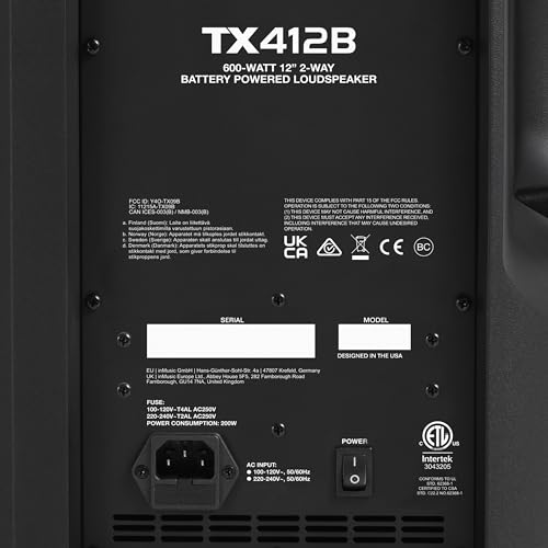 ALTO TX412B 600W 12" Battery PA Speaker - size: 412B