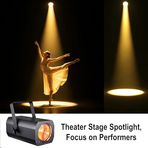 Leko Profile Spotlight COB Led with Automatic Zoom 15°–30° 100w DMX512 Ellipsoidal Floodlight, RGBW 4in1 Led Wash Light with Barn Doors Fresnel Par Lights for Churches Galleries Theater Wedding Party