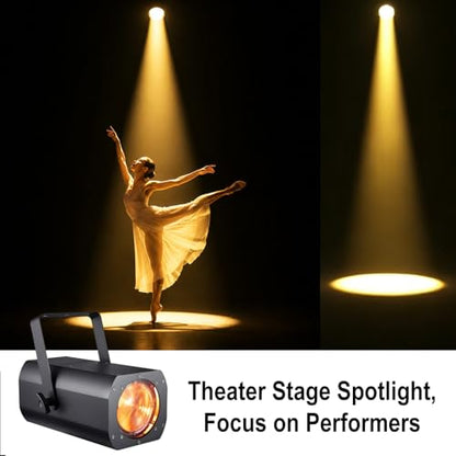 Leko Profile Spotlight COB Led with Automatic Zoom 15°–30° 100w DMX512 Ellipsoidal Floodlight, RGBW 4in1 Led Wash Light with Barn Doors Fresnel Par Lights for Churches Galleries Theater Wedding Party