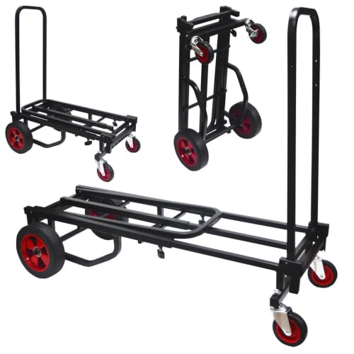 Pyle Compact Folding Adjustable Equipment Dolly - Heavy Duty Multi‑Function Convertible Cart Hand Truck/Platform Cart with Wheels - Expandable Up to 27.52'' to 44.25'' - 300LBS Load Capacity - size: 27.52'' x 17''