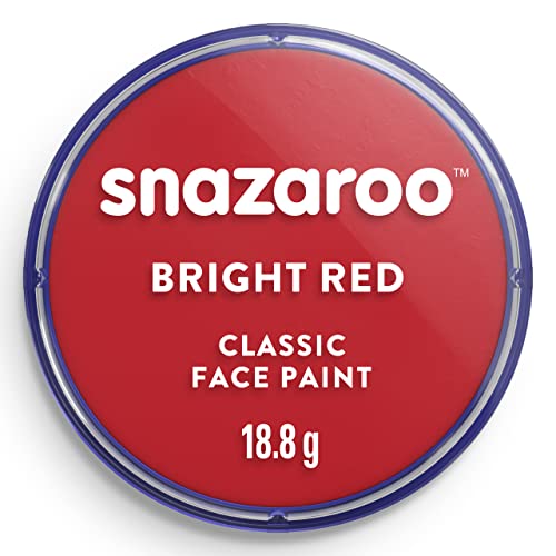 Snazaroo Classic Face and Body Paint, 18.8g Pot, Bright Red | Non-Toxic Hypoallergenic, Safe, Washable, Face & Body Paint for Halloween, Cosplay Costumes, Dress Up, Parties and Festivals - color: Bright Red, style: 18.8g (0.66-oz) Pot