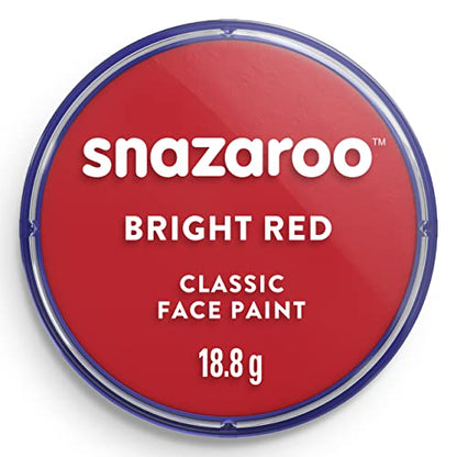 Snazaroo Classic Face and Body Paint, 18.8g Pot, Bright Red | Non-Toxic Hypoallergenic, Safe, Washable, Face & Body Paint for Halloween, Cosplay Costumes, Dress Up, Parties and Festivals - color: Bright Red, style: 18.8g (0.66-oz) Pot