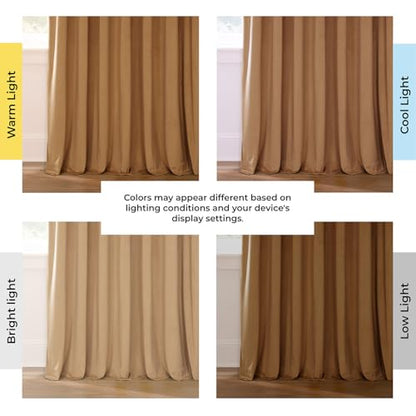 HPD Half Price Drapes Extra Wide Signature Blackout Velvet Curtains 84 Inch Long 1 Panel, 4-Pass Hotel Blackout Lined Window Curtains Thermal Blackout Curtains for Bedroom 100W x 84L, Amber Gold - color: Amber Gold, size: 100"W x 84"L (Pack of 1)