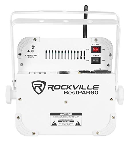 Rockville Best PAR 60 White Rechargeable Par Can Wash DMX Light, 8-Pack | 18-Hour Battery Life, Wireless, 9 LEDs/6W Each, IRC Remote, Sound Activated, 4350 Lux, LCD Display, Flicker Free, RGBWA+UV