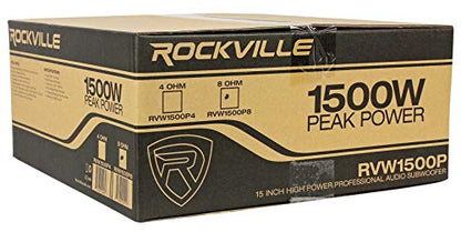 Rockville RVW1500P8 15" Raw DJ PA Replacement Subwoofer, 8 Ohm | 1500W Peak / 750W RMS, 70 Oz Magnet, 2.5" 4-Layer CCAW Voice Coil, Kevlar Cone, Steel Basket, 20Hz-1kHz, 103dB - style: 8 Ohm