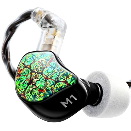 Tipsy M1 IEM, Bamboo Fiber Diaphragm in-Ear Monitor, Warm, Lively Bass & Vocals, 36dB Noise Isolation, Resin Shell, Detachable 0.78mm 2‑Pin Cable (No Mic, Green) - color: Green(new)