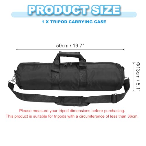 PATIKIL Tripod Carrying Case, 19.7" x 5.1" Heavy Duty Nylon Padded Tripod Bag with Adjustable Shoulder Straps and Handles for Light Stands Umbrellas Tripods Mic Speaker Stand, Black - size: 19.7" x 5.1"