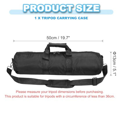 PATIKIL Tripod Carrying Case, 19.7" x 5.1" Heavy Duty Nylon Padded Tripod Bag with Adjustable Shoulder Straps and Handles for Light Stands Umbrellas Tripods Mic Speaker Stand, Black - size: 19.7" x 5.1"