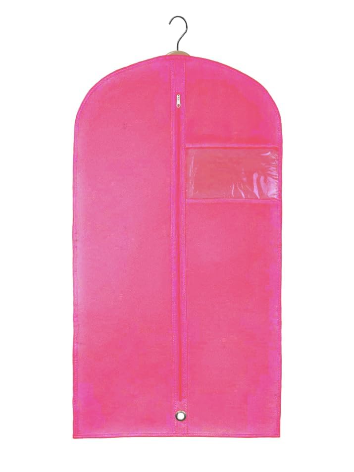 Kids Garment Bag with Clear Window, Hanging Clothes Storage Cover for Dresses, Suits & Dance Costumes, Breathable Travel Bag for Baby Toddler Child, 30" x 18", Pink, Pack of 1 - color: Pink