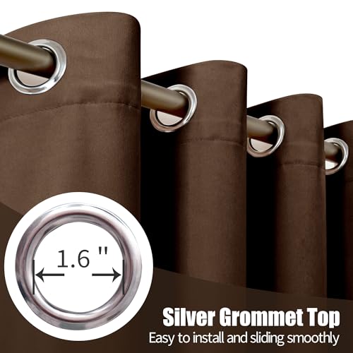 YoungsTex Brown Velvet Curtains 84 Inch Length Living Room Blackout Drapes | Grommet Curtain Privacy for Dining Bedroom Room Darkening, 2 Panels, 52 X 84 Inch - color: Brown, size: 52"W x 84"L (Pack of 2)