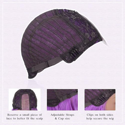 Aida ble Long Wavy Lavender Purple Wig for Women 26inch Middle Part Wig | Natural Looking Synthetic Hair,Suitable for Daily Wear,Party,Halloween and Cosplay,Beginner-friendly,Lightweight and soft - color: Purple One piece