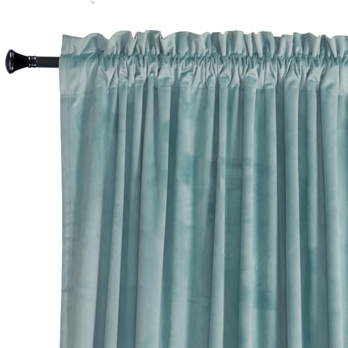 Roslynwood Velvet Eggshell Blue Curtain 63 inch Long - Curtains Block Light Rod Pocket Thermal Insulated Window Drapes Set for Living Room/Bedroom/Dining Room, W52 x L63, 2 Panels - color: Eggshell Blue, size: 52"W x 63"L (Pack of 2)