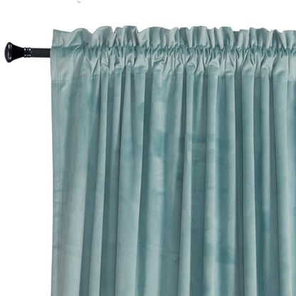 Roslynwood Velvet Eggshell Blue Curtain 63 inch Long - Curtains Block Light Rod Pocket Thermal Insulated Window Drapes Set for Living Room/Bedroom/Dining Room, W52 x L63, 2 Panels - color: Eggshell Blue, size: 52"W x 63"L (Pack of 2)