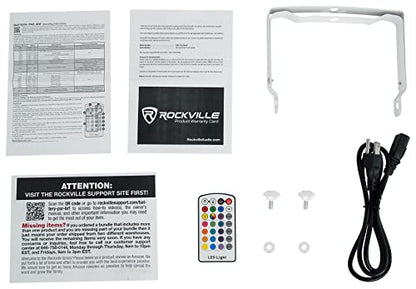 Rockville Battery Par 6RF White RGBWA, UV Wireless DMX LED Wash Light | 15-Hour Rechargeable Battery, RF Remote Included, 6x6W LEDs, Sound Activated, Strobe, Dimmer, XLR DMX In/Out, Dual Bracket - color: White