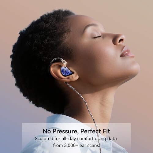 Tipsy M1 IEM, Bamboo Fiber Diaphragm in-Ear Monitor, Warm, Lively Bass & Vocals, 36dB Noise Isolation, Resin Shell, Detachable 0.78mm 2‑Pin Cable (No Mic, Blue) - color: Blue