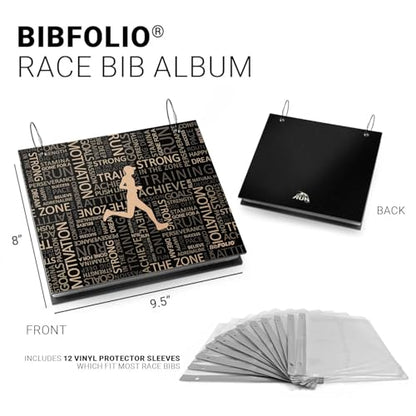 Gone For a Run BibFOLIO Race Bib Album - Running Inspiration Male - 9.5x8 | Wood Cover, Twist Cable Rings, Race Bib Holder, Holds Up to 100 Bibs, Includes 12 Vinyl Sleeves, Marathon Runner Gift - color: Running Inspiration Male