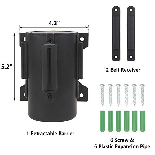 A-KARCK Wall Mount Retractable Belt 16 Foot 2 Packs, Crowd Control Wall Barrier with Steel Case Black and Yellow Belt Works in Any Weather Conditions - size: Black and Yellow Belt 2PCS