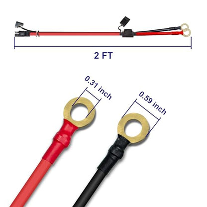 BFXM 4 Pcs 10AWG 2FT SAE Connector Extension Cables with 15& 20A Fuse | 2 Pin SAE to O Ring Terminal Quick Disconnect Harness for Car, Motorcycle, Solar Panel - color: 10awg2ft*4