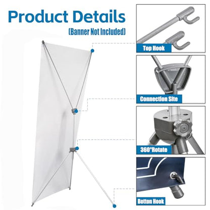 USCNC X Banner Stand Adjustable Fit Banner 23 x 63 to 32 x 78 Inch(STAND ONLY), Portable Travel Bag,Bigger,MoreAdaptableAdvertising,Stores, Tradeshow,Restaurant,Event,Birthday& Party (8 Pack) - size: 8 Pack
