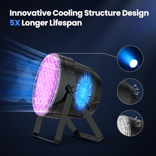 Big Dipper LED Stage Lights Par Lights 54X3W RGB 3in1 Bright Lighting with Master-Slave DMX 512 Sound Activated Spotlights Uplights Remote Control for Event Concert Club Church 2 Pack