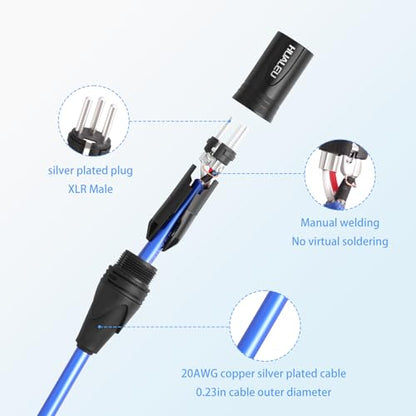 Right Angle 1/4" TRS to XLR 3Pin Male Audio Cable,Right Angle 6.35mm TS to XLR Male,6N OFC+Silver Plated HI-END Audio Cable for Microphone Mixer-1FT 2Pack - size: 1Feet（2Pack）, style: 90° TRS To XLR M