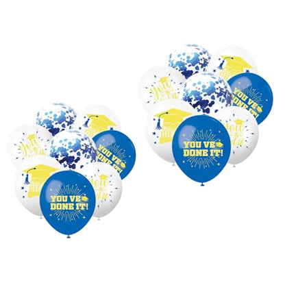Blue Gold Graduation Balloons 20PCS, 12 Inch Latex Balloons for Class of 2026 Party Party Decorations Supplies - style: Blue Gold Balloons