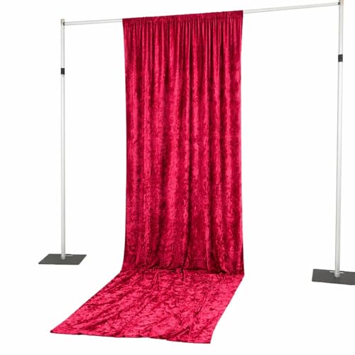 Efavormart Red Premium Crushed Velvet Backdrop Curtain 5ft x 14ft – Event Drape Panel & Photo Booth Background with Rod Pocket, 70% Blackout - color: Red, size: 5ft x 14ft