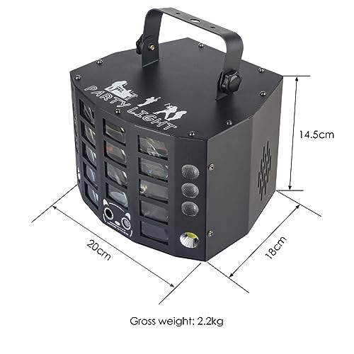 Party Lights Dj Disco Light 4in1 Led Strobe Lights Wash Light Led Butterfly Beam Effect and Red Green Beam Gobos Effect,15 Channel DMX with Sound Activated for Christmas Halloween Party - color: 5 Effect