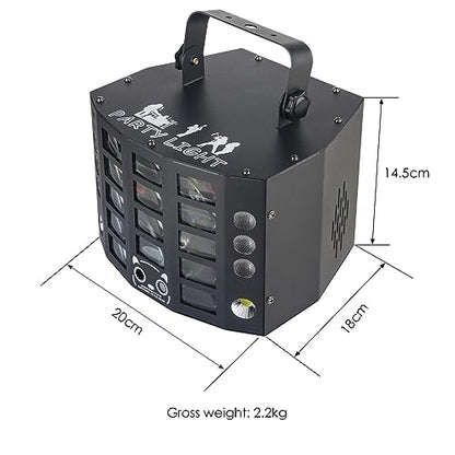 Party Lights Dj Disco Light 4in1 Led Strobe Lights Wash Light Led Butterfly Beam Effect and Red Green Beam Gobos Effect,15 Channel DMX with Sound Activated for Christmas Halloween Party - color: 5 Effect