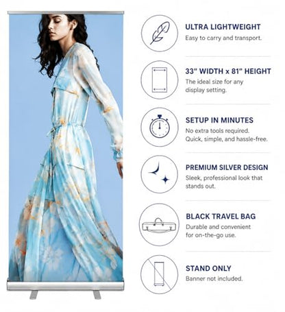 Retractable Roll up Banner Stand,Aluminum Roll Up Banner Display with Carrying Bag 36” x 80”for Trade Show Exhibition Store Displays (Stand Only) - size: 36 x 80 inch (Stand Only)