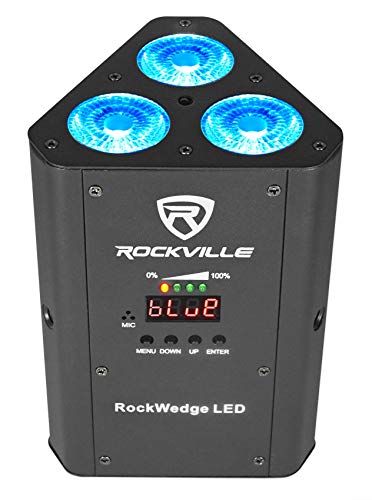 Rockville RockWedge LED 54W RGBWA+UV Rechargeable Wireless DMX Par Light | Built-In 7500mAh Rechargeable Battery, Up to 36 Hours Single Color Runtime, 4 Hour Recharge, 6 or 10 Channel DMX, Black - color: Black