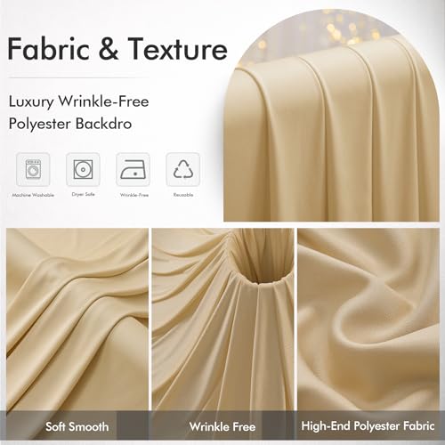 10ftx12ft Champagne Backdrop Curtain for Wedding Party 2 Panels 5×12FT Tall - color: Champagne, size: 10ftx12ft (2 Panels W5'xH12')