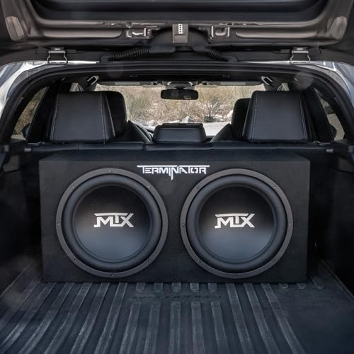 MTX Terminator Dual 12" Subwoofers, Loaded Enclosure, 1200W Max, 400W RMS | Car Audio Subwoofer and Speaker System with Deep Bass Sound - style: Dual 12" Subwoofer Enclosure Subwoofer