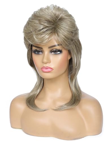Mullet Wigs for Women,Joe Dirt,Emo Wig,80s 90s Costumes Fancy Party Accessory Cosplay Wig,Halloween Man （Blonde） - color: w2057-Blonde