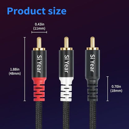 RCA Y Splitter Cable, 1 Male to 2 Male RCA Adapter Audio Cables,Subwoofer Cable for Amplifiers/TV/subs/amps/Hi-Fis/Home Theater/receivers 6.6FT/2M - color: RCAM-2RCAM-2M