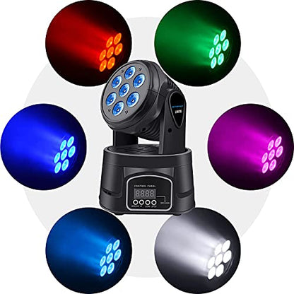 Betopper 7x8W Moving Head DJ Lights,RGBW Stage Lighting-2 Packs | 7x8W RGBW LEDs, DMX512/Auto/Sound/Master-Slave, Mini Moving Head Light For Stage, Party, Club, Wedding Event, Festival, Disco