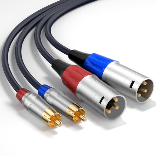 Tisino RCA to XLR Cable, 2 RCA to 2 XLR Male HiFi Cord,4N OFC, 6.6FT/2m | 2 RCA to 2 XLR Male Stereo Audio Interconnect Cable for Mixer/Microphone/Amplifier, Gold-Plated 20AWG OFC Patch Lead Cord - size: 2m