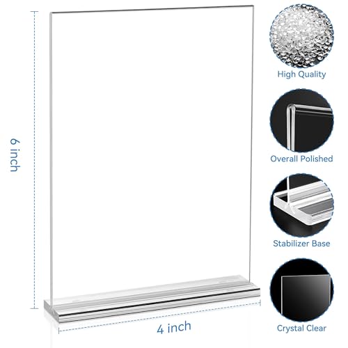 EHWINE 24 Pack Acrylic Sign Holders 4x6 Double-Sided Tabletop Display Stands for Menus Flyers & Signs, Clear Acrylic Picture Frame for Office Business Store & Events - size: 24 Pack 4x6 Inch