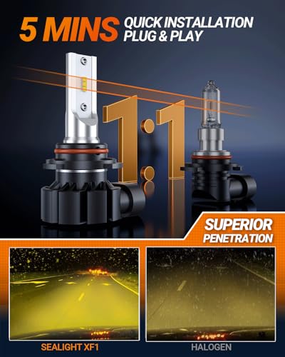 SEALIGHT 9006 LED Fog Light Bulbs Yellow, 18,000LM 3000K Yellow 9006 HB4 LED Fog Lights, High Heat Dissipation 9006 Led Bulb Yellow Replacement for Car, Trucks, Tire Light Assemblies (Pack of 2) - color: Yellow, size: 9006/Hb4