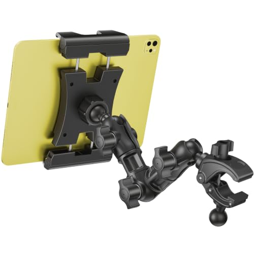 OHLPRO Tablet Holder for Mic Stand, 360° Adjustable Long Arm Tablet & Phone Mount with Clamp, for Treadmill Handlebar, Peloton Bike, Stroller, Wheelchair, Fits 5–13" Devices - size: 5-13"