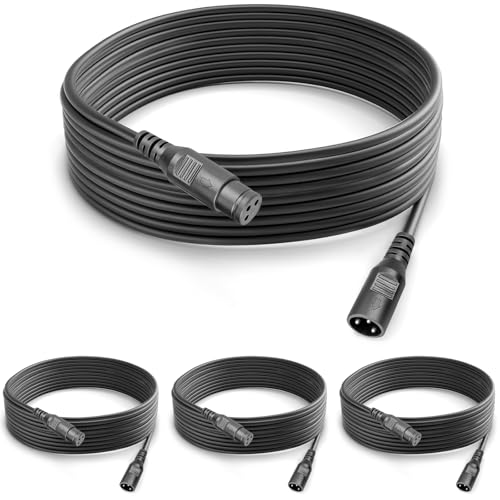 MAD OWL DMX Cable 4 Packs XLR Cables 15ft Male Female DMX Cables, 3 Pin XLR Connector DMX XLR Lighting Cable for Stage Lights LED Par Light Moving Head Light DMX Signal Connection - size: 4Pack 5m/16.4ft