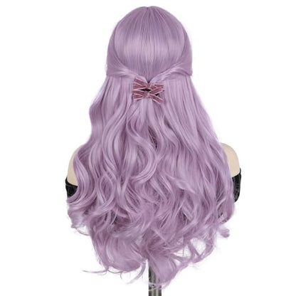 Quantum Love Long Curly Wig for Women Long Wavy Light purple Wigs 28 Inch Natural Looking Purple Synthetic Fashion Color Hair for Cosplay Halloween Daily Party Use - color: Light Purple