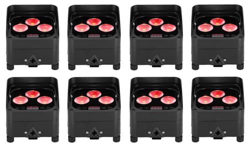 Rockville Wet PAR 50 Rechargeable DJ Light with 2.4Ghz Wireless DMX, 8-Pack