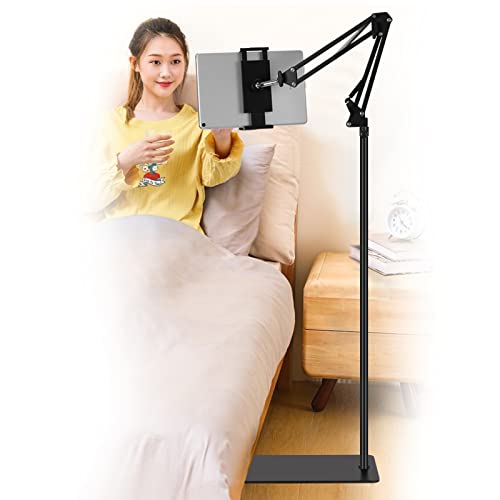 Tablet Floor Stand, Adjustable Universal 360-degree Rotatable Metal Tablet Holder, Phone Stand for iPad/iPhoneX/iPad Pro or Other 4.7~12.9 Inch-Screen Devices (Black)