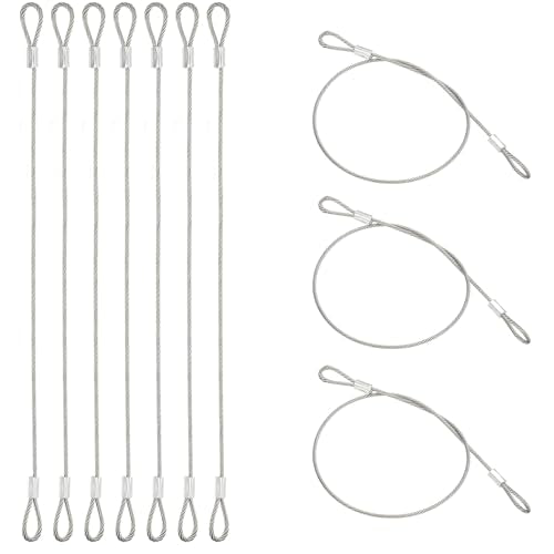 PATIKIL 10 Pcs Dia. 1.5mm Stainless Safety Cable, 16" Length Steel Security Ropes with Double Loops Braided Wire Rope Cables for Stage Light Outdoor Gate Luggage Lock Yard Lighting - size: 1.5mmx40cm