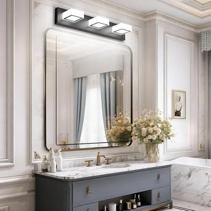 Ralbay Black Bathroom Vanity Lights 24inch Metal Acrylic LED Modern Bathroom Wall Lighting Fixtures Over Mirror Matte Black (White Light 6000K, Non-dimmable) - color: Black-White light, size: 24 inch