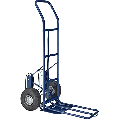 Global Industrial Steel Hand Truck with Curved Handle & Stair Climbers Blue