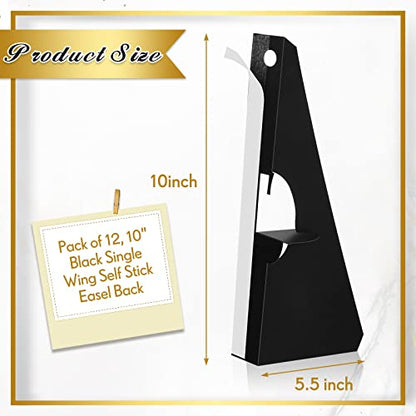 Marspark Poster Stand, 10 Inch, Black, 12 Pack | Self Stick Easel Back Poster Board Stand, Convenient Peel and Stick Self Adhesive Easels Display Cardboard Sign - color: Black, size: 10 Inch