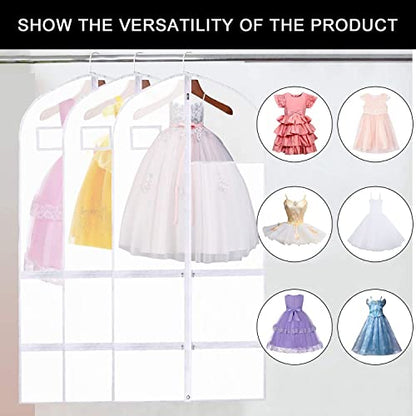 Clear PVC Dance Costume Bags(3 Pack),Garment Bag 40 Inch for Dance Competitions Cheerleading,Hanging Clothes Travel Dance Bags with 4 Pockets.Dance Essentials Cheer Bag for Girls Kids Recitals Dresses - size: 40"